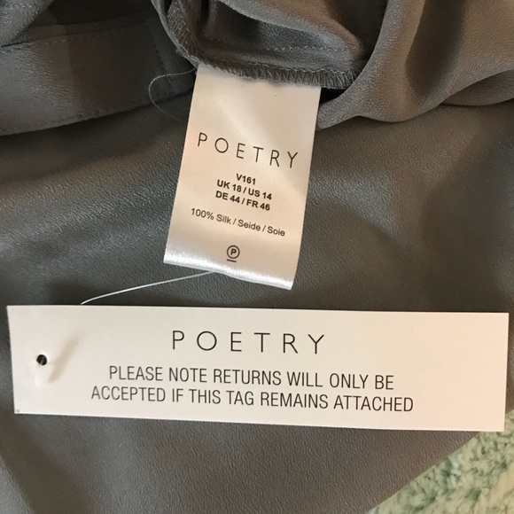 NWT Poetry Silk Crepe - De - Chine Blouse Size 14 - Picture 4 of 4